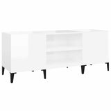 Vidaxl platenkast 121x38x48 cm bewerkt hout hoogglans wit