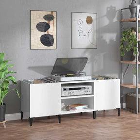 Vidaxl platenkast 121x38x48 cm bewerkt hout hoogglans wit