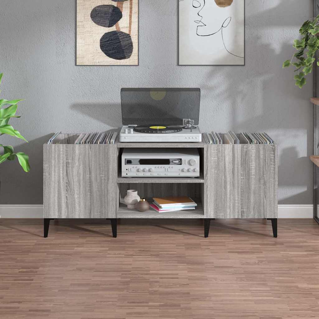Vidaxl platenkast 121x38x48 cm bewerkt hout grijs sonoma eikenkleurig