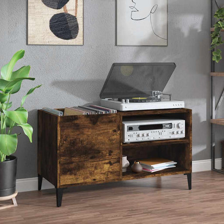 Vidaxl platenkast 84,5x38x48 cm bewerkt hout gerookt eikenkleurig