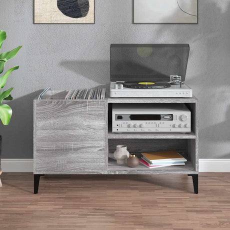 Vidaxl platenkast 84,5x38x48 cm bewerkt hout grijs sonoma eikenkleurig