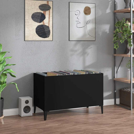 Vidaxl platenkast 74,5x38x48 cm bewerkt hout zwart