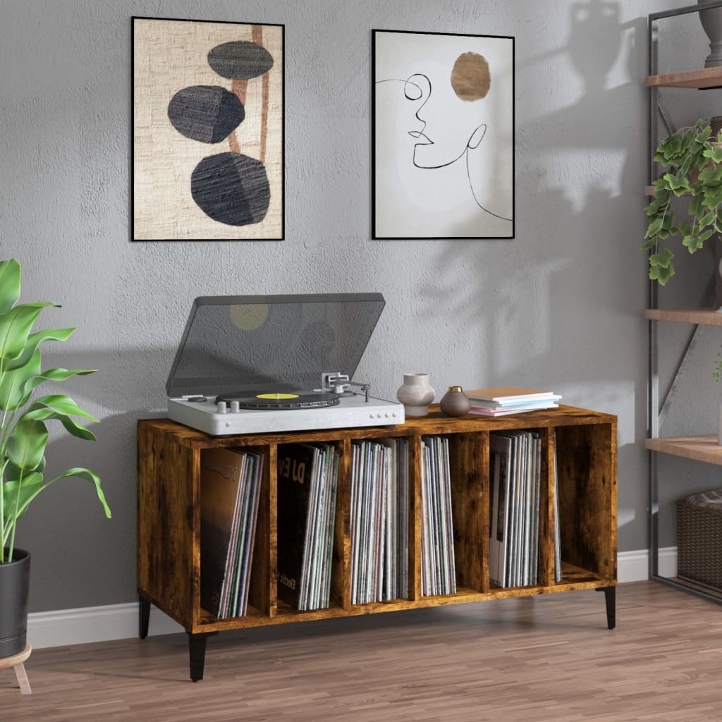 Vidaxl platenkast 100x38x48 cm bewerkt hout gerookt eikenkleurig