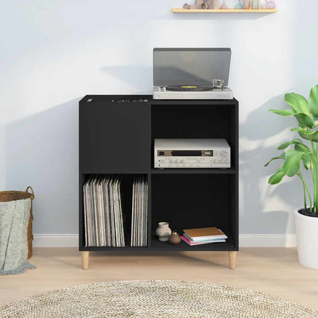 Vidaxl platenkast 84,5x38x89 cm bewerkt hout zwart
