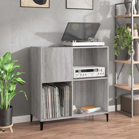 Vidaxl platenkast 84,5x38x89 cm bewerkt hout grijs sonoma eikenkleurig