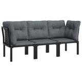 Vidaxl 3-delige loungeset met kussens poly rattan zwart en grijs