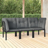 Vidaxl 3-delige loungeset met kussens poly rattan zwart en grijs