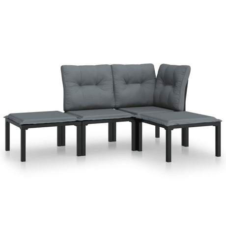 Vidaxl 4-delige loungeset poly rattan zwart en grijs