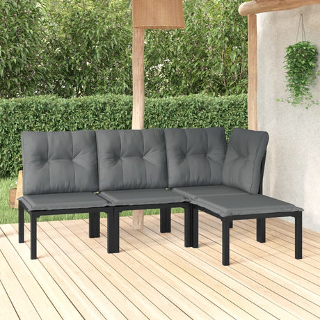 Vidaxl 4-delige loungeset poly rattan zwart en grijs