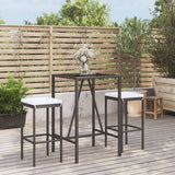 Vidaxl 3-delige tuinbarset met kussens poly rattan zwart