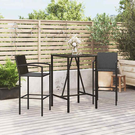 Vidaxl 3-delige tuinbarset poly rattan zwart