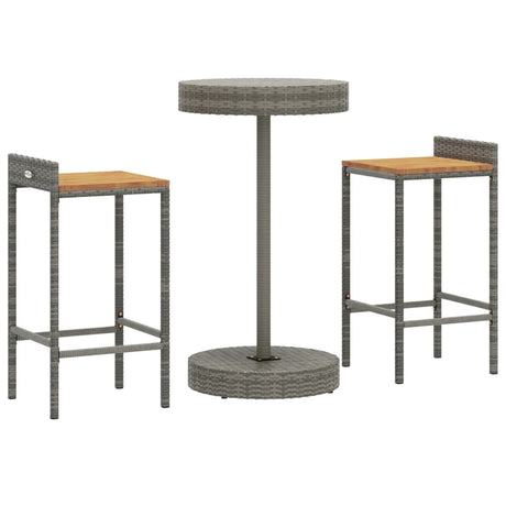 Vidaxl 3-delige tuinbarset poly rattan en massief acaciahout grijs