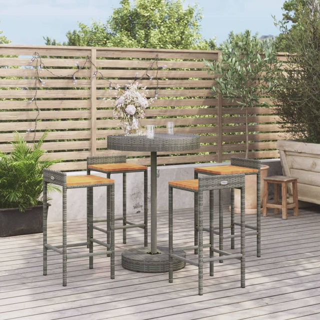 Vidaxl 5-delige tuinbarset poly rattan en massief acaciahout grijs