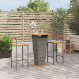 Vidaxl 3-delige tuinbarset poly rattan en massief acaciahout grijs