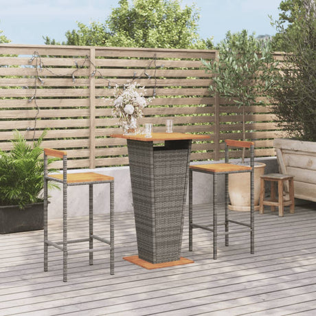 Vidaxl 3-delige tuinbarset poly rattan en massief acaciahout grijs