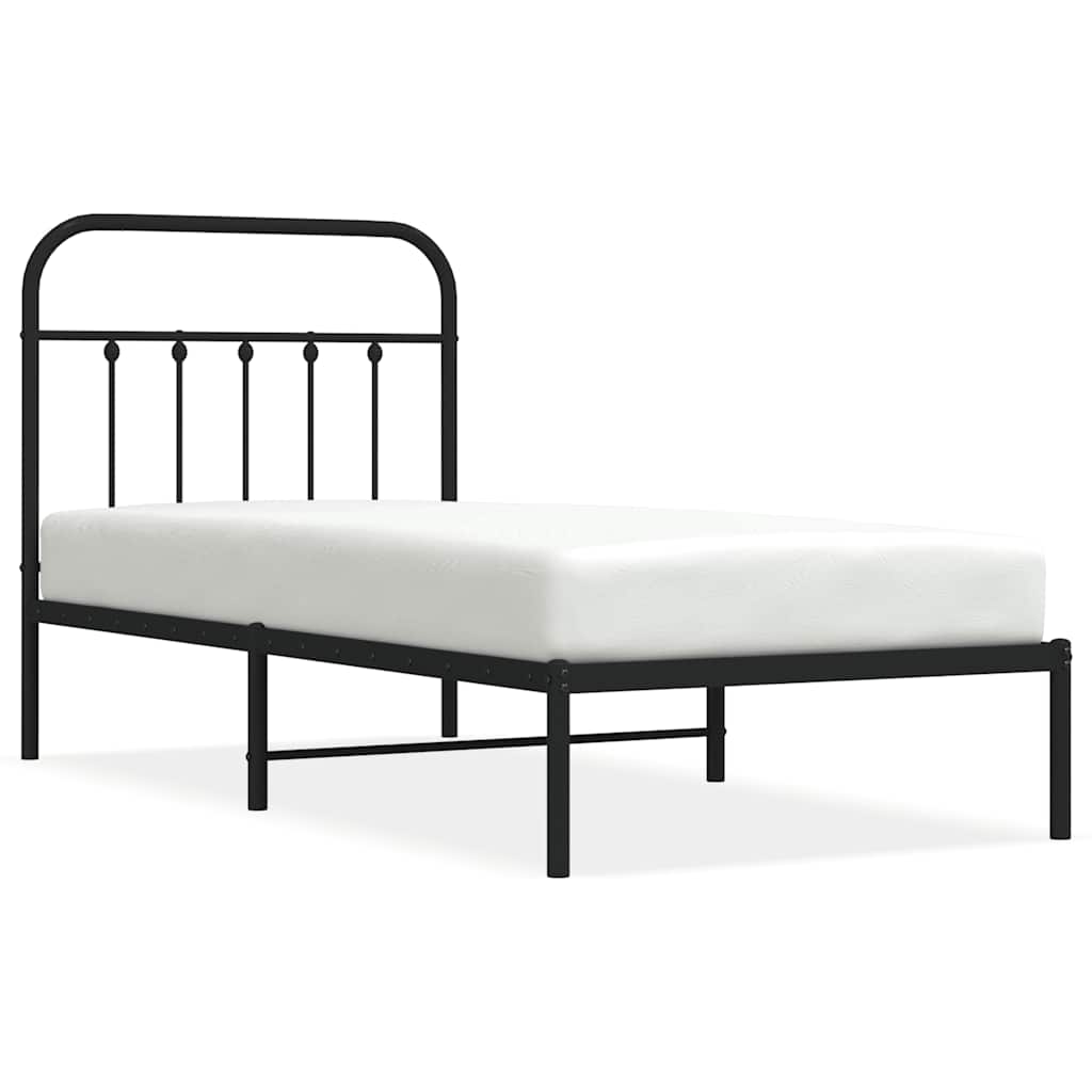 Vidaxl bedframe met hoofdbord metaal zwart 90x200 cm