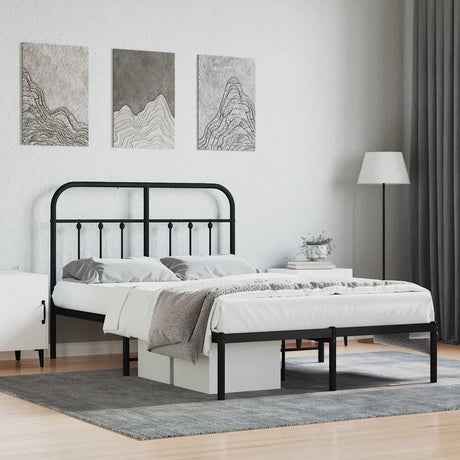 Vidaxl bedframe met hoofdbord metaal zwart 120x190 cm