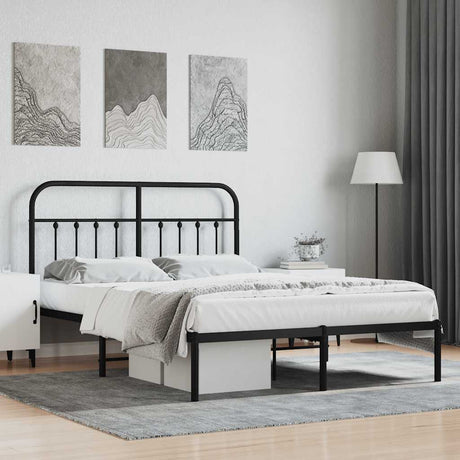 Vidaxl bedframe met hoofdbord metaal zwart 140x190 cm