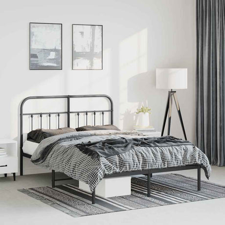 Vidaxl bedframe met hoofdbord metaal zwart 150x200 cm