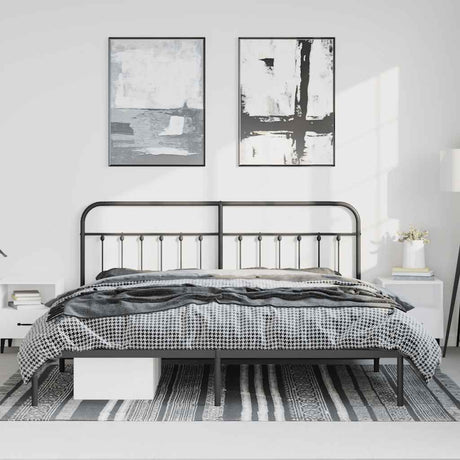 Vidaxl bedframe met hoofdbord metaal zwart 183x213 cm