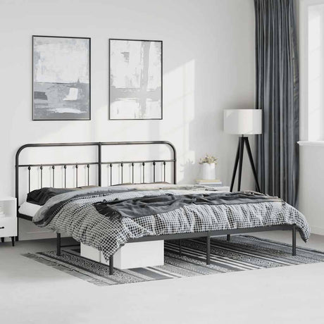 Vidaxl bedframe met hoofdbord metaal zwart 183x213 cm