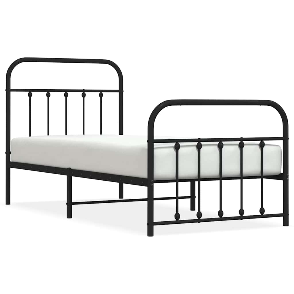 Vidaxl bedframe met hoofd- en voeteneinde metaal zwart 90x190 cm