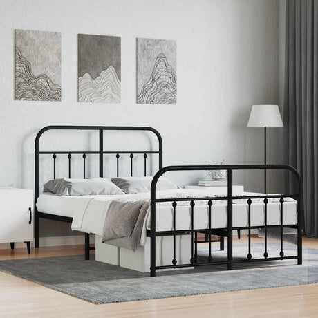 Vidaxl bedframe met hoofd- en voeteneinde metaal zwart 120x190 cm