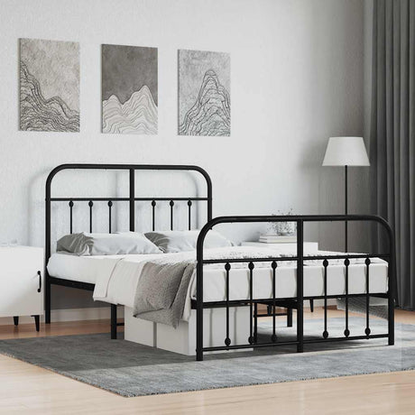 Vidaxl bedframe met hoofd- en voeteneinde metaal zwart 120x200 cm