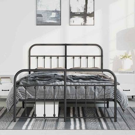 Vidaxl bedframe met hoofd- en voeteneinde metaal zwart 150x200 cm