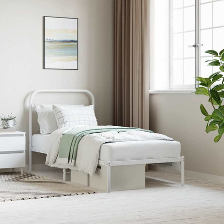 Vidaxl bedframe met hoofdbord metaal wit 90x190 cm