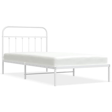 Vidaxl bedframe met hoofdbord metaal wit 100x200 cm