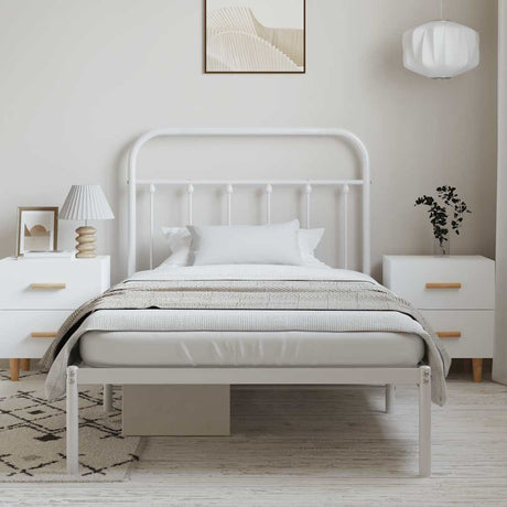 Vidaxl bedframe met hoofdbord metaal wit 100x200 cm