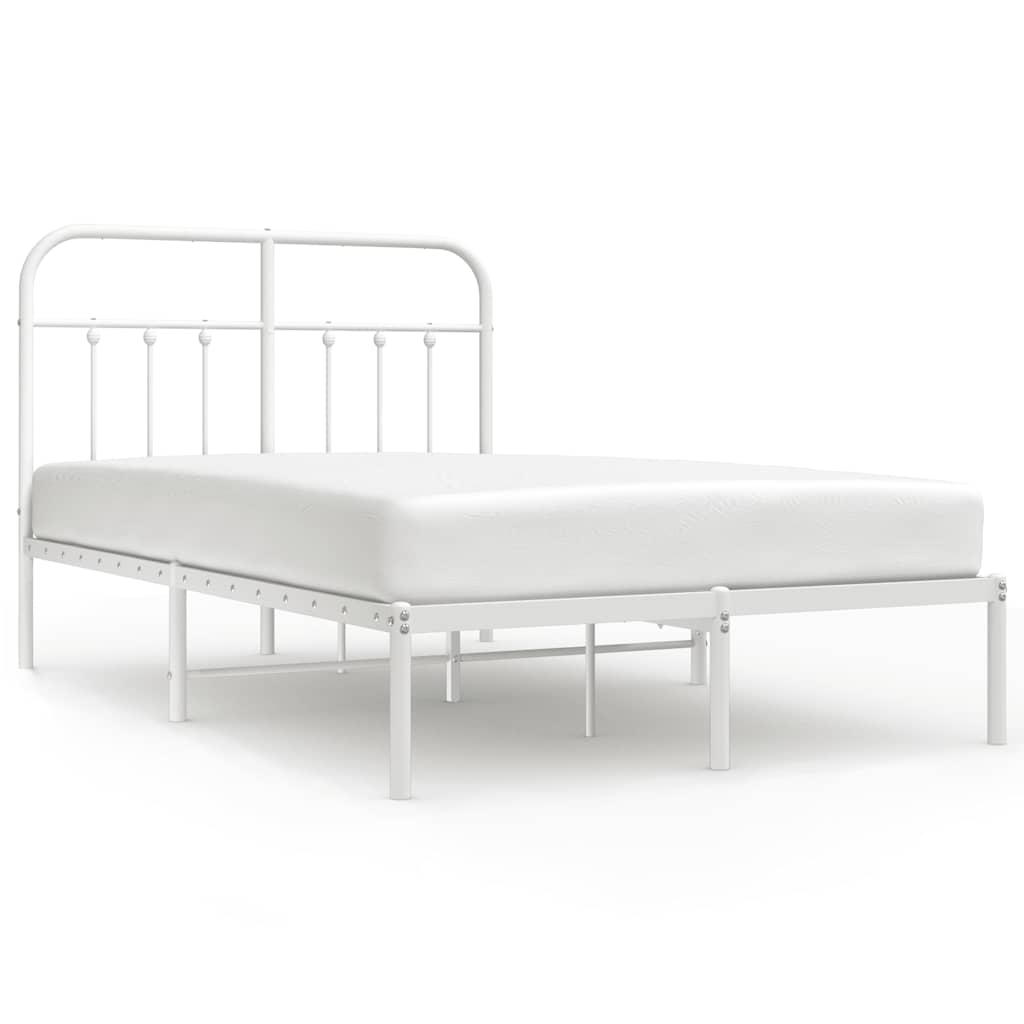 Vidaxl bedframe met hoofdbord metaal wit 120x190 cm