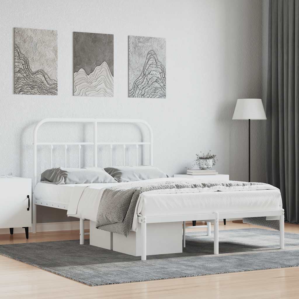 Vidaxl bedframe met hoofdbord metaal wit 120x190 cm