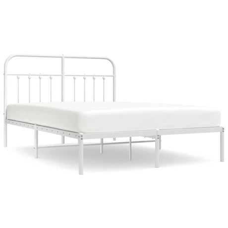 Vidaxl bedframe met hoofdbord metaal wit 135x190 cm
