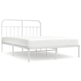 Vidaxl bedframe met hoofdbord metaal wit 140x190 cm
