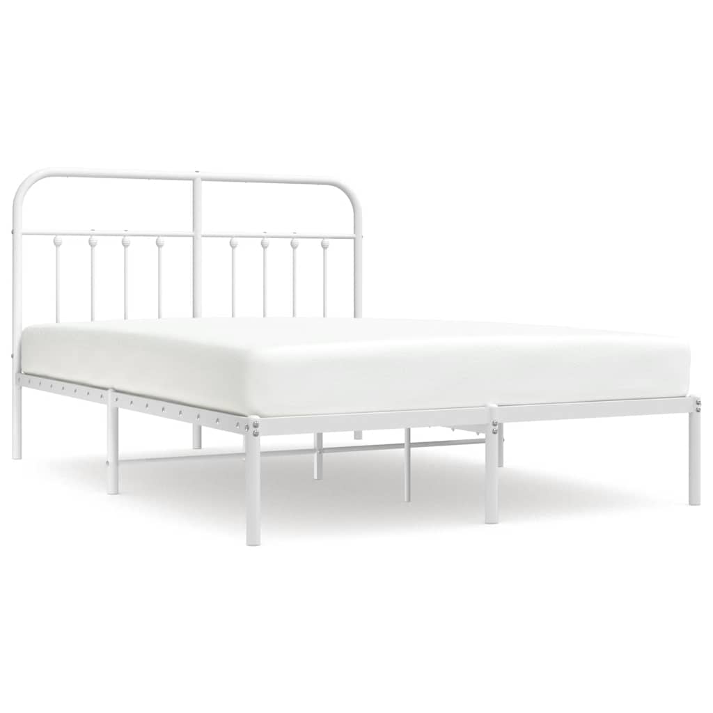 Vidaxl bedframe met hoofdbord metaal wit 140x200 cm