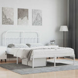 Vidaxl bedframe met hoofdbord metaal wit 140x200 cm