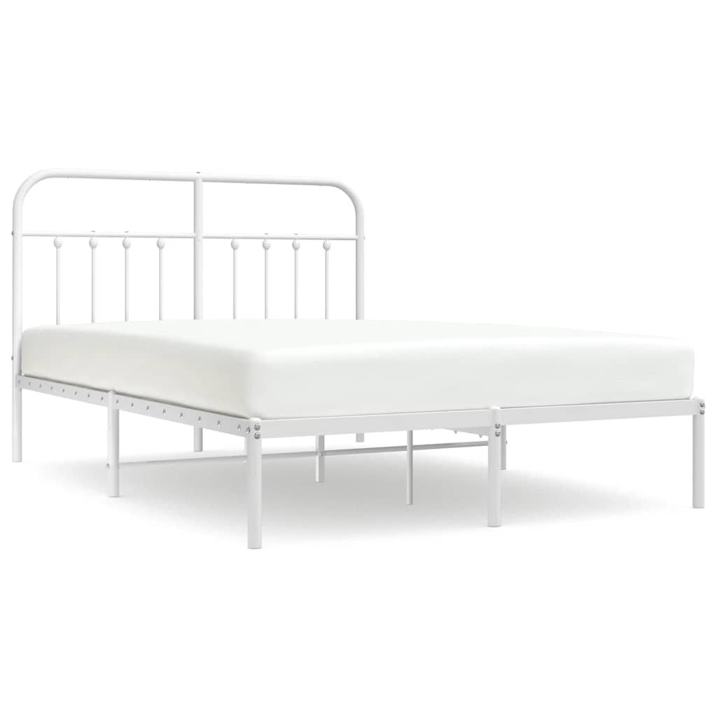 Vidaxl bedframe met hoofdbord metaal wit 150x200 cm