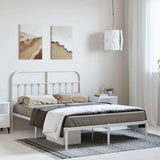 Vidaxl bedframe met hoofdbord metaal wit 150x200 cm