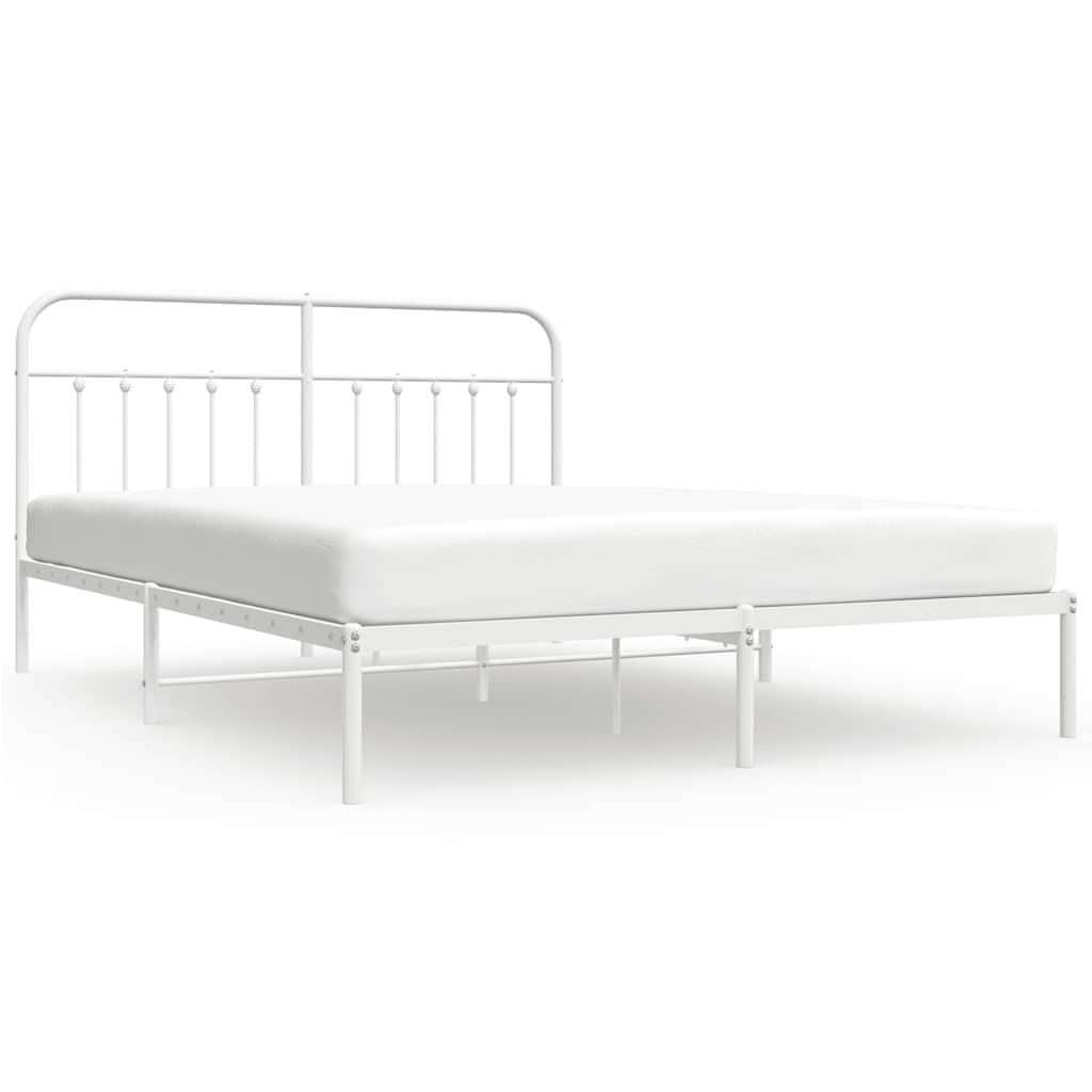 Vidaxl bedframe met hoofdbord metaal wit 180x200 cm