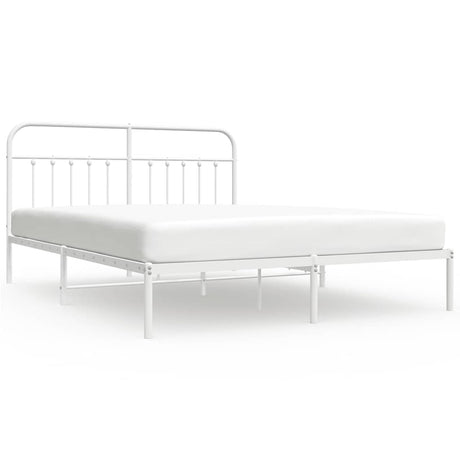 Vidaxl bedframe met hoofdbord metaal wit 180x200 cm