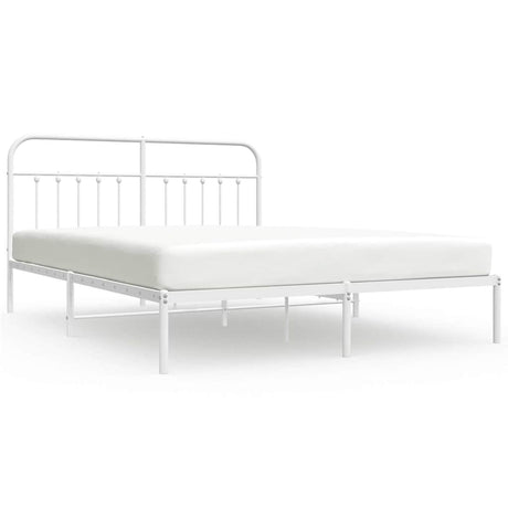 Vidaxl bedframe met hoofdbord metaal wit 183x213 cm