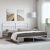 Vidaxl bedframe met hoofdbord metaal wit 193x203 cm