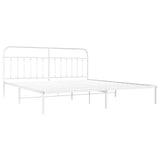 Vidaxl bedframe met hoofdbord metaal wit 200x200 cm