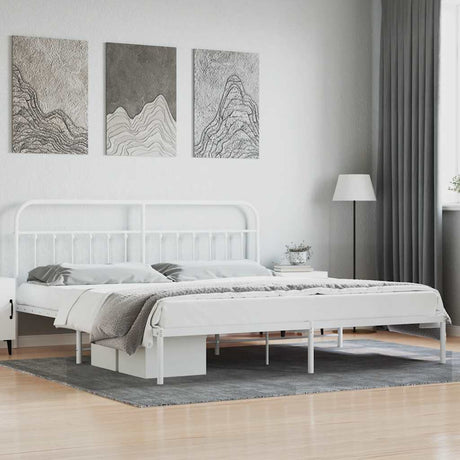 Vidaxl bedframe met hoofdbord metaal wit 200x200 cm