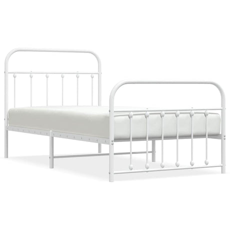 Vidaxl bedframe met hoofd- en voeteneinde metaal wit 100x190 cm