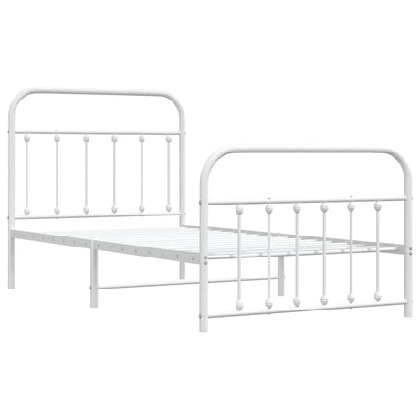 Vidaxl bedframe met hoofd- en voeteneinde metaal wit 100x190 cm