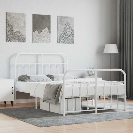 Vidaxl bedframe met hoofd- en voeteneinde metaal wit 120 x 190 cm