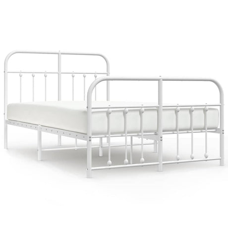 Vidaxl bedframe met hoofd- en voeteneinde metaal wit 120x200 cm